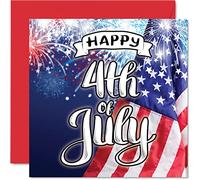 of July Cards for Men Women - 4th of July - Independence Day Card for Mum Dad Brother Sister Son Daughter Nan Grandad, 145mm 4th Greeting Cards