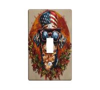 4th of July Catahoula Leopards Decorative Switch Cover 1 Gang Single Toggle, Independence Day Dog Switchcover Wall Plate, Pet Fun Electrical Faceplate for Bedroom Living Room Decor