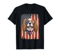 4th of July Cavalier King Charles Spaniel Dog American Flag T-Shirt