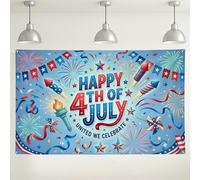 4th of July Celebration Backdrop, Festive Red White Blue Party Decorations, Independence Day Photo Background for Outdoor/Indoor Events 71x43 Inch