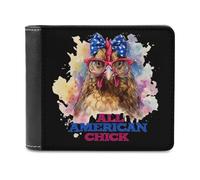 4th of July Chicken U.S. Funny Wallet for Men RFID Blocking Bifold Wallet Soft Billfold with Card Slots Custom Gifts