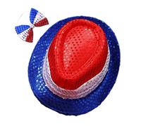 4Th Of July Costume Hat - USA Themed Hat | Red White Blue | Fancy Dress Accessory Headwear | Sparkling Novelty Clothing Adult Men And Women Wear 4th July Independence Day For Party Festival