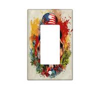 4th of July Dachshund Decorative Switch Cover 1 Gang Single Rocker, Independence Day Dog Switchcover Wall Plate, Flower Pet Fun Electrical Faceplate for Bedroom Living Room Decor