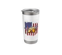 4th of July Day Drunk My Plan Drinking All Day USA Flag Stainless Steel Insulated Tumbler