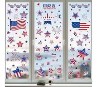 4th of July Decorations Patriotic Window Clings 9 Sheets Static Patriotic American Flag Stickers for Glass Windows Independence Day Memorial Day,Veterans Day, American Flag Star Window Decal(A)