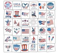 4th of July Decorations - Temporary Tattoos - 80 Pieces Red, White and Blue Party Supplies, American Flag, Memorial Day, Independence Day, Labor Day, 4