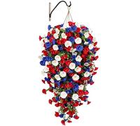 4th of July Decorative Flowers | Patriotic Commemorative White Artificial Blue - Artificial Flowers 4th of July Porch Decor,For Memorial Display In Yard Home Garden Sender