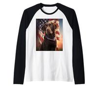 4th of July Dog American Chocolate Labrador Veteran's Day Raglan Baseball Tee
