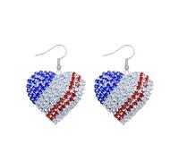 4th of July Earrings for Women Patriotic Earrings American Independence Day Earring Crystal Red White Blue Star Heart earrings, M, Metal, No Gemstone
