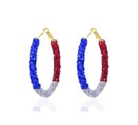 4th of July Earrings Patriotic Hoop Earrings for Women,American Flag Patriotic Earrings Red White Blue Polymer Earring Independent Day USA Circle Earring Holiday Jewelry, L, Polyvinyl Chloride, No