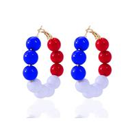 4th of July Earrings Patriotic Hoop Earrings for Women,American Flag Patriotic Earrings Red White Blue Polymer Earring Independent Day USA Circle Earring Holiday Jewelry, L, Polyvinyl Chloride, No