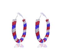 4th of July Earrings Patriotic Hoop Earrings for Women,American Flag Patriotic Earrings Red White Blue Polymer Earring Independent Day USA Circle Earring Holiday Jewelry, L, Polyvinyl Chloride, No
