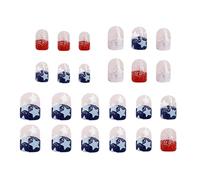 4th of July False Nails, American Flag False Nails - Short Square 4th of July Cute Glue Nails | 24 Pieces Fake Nails with Patriotic Stars and Stripe Designs for Mot