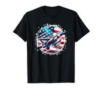 4th Of July Fighter Jet Airplane Red White Blue in The Sky T-Shirt