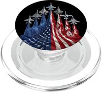 4th of July Fighter Jet US Flag American Military Planes PopSockets PopGrip for MagSafe