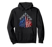 4th of July Fighter Jet US Flag American Military Planes Pullover Hoodie