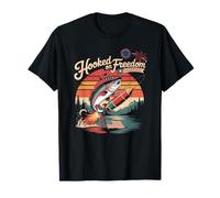 4th Of July Fishing Hooked On Freedom Funny Fisherman Fish T-Shirt