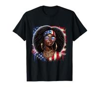 4th of July Freedom Black Afro African American Women T-Shirt