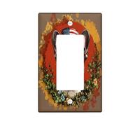 4th of July French Bulldog Decorative Switch Cover 1 Gang Single Rocker, Independence Day Dog Wall Plate Cover, Standard Size, Flower Pet Electrical Faceplate for Bedroom Living Room Decor
