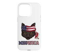 4th Of July Funny Cat Lover American Flag Patriot Pun Kitty Case for iPhone 15 Pro Max