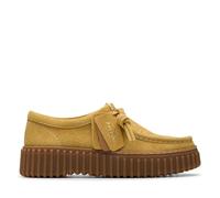 Clarks for woman. 26181188 Torhill Bee yellow leather shoes (39.5), 3 to 5 cm, Suede, Laces, Casual