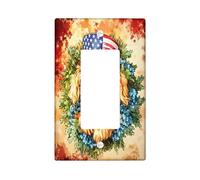 4th of July Golden Doodle Decorative Switch Cover 1 Gang Single Rocker, Independence Day Dog Wall Plate Cover, Standard Size, Flower Pet Electrical Faceplate for Bedroom Living Room Decor