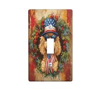 4th of July Golden Doodle Decorative Switch Cover 1 Gang Single Toggle, Independence Day Dog Switchcover Wall Plate, Flower Pet Electrical Faceplate for Bedroom Living Room Decor
