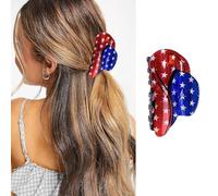 4th of July Hair Claw Clips for Women Girls, 1 Pack American Flag Design Hair Clips USA Patriotic Red White Blue Acrylic Strong Hold Hair Jaw Clips for Independence Day Parade Party Hair Accessories
