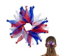 4th of July hairScrunchies - 20cm Independence Day hairBands, Star-Patterned Red White Blue Elastic Scrunchies | Festive Patriotic Accessories for Holiday Events, Parades, and Party Wear