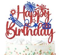 4th of July Happy Birthday Cake Topper, God Bless America, Party in the USA, Patriotic Independence Day/Memorial Day Party Decorations Suppleis