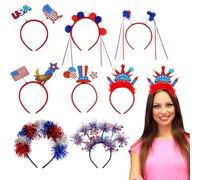 4th of July Headband, Patriotic Headband | Blue Red Patriotic Band Ban - 8 Pairs Memorial Day and Accessories 4th of July Independence Day Parade Costume Favourites Celebrations