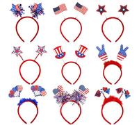4th of July Headband, Patriotic Headband, Red White Blue Headwear | 9x Memorial Day & 4th of July Accessories for Parades, BBQ, Events, Costumes and Celebrations