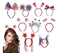 4th of July Headbands for Women, Patriotic Headband, 9 x Red White Blue Patriotic Hair Decoration | Parade Hair Hoop, US Flag Headwear for and Girls