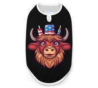 4th Of July Highland Cow Popsicle USA American Dog Shirts Sleeveless T-Shirt Pet Tank Top Soft Summer Vests Clothes for Dogs And Cat 2XL