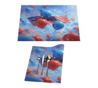 4th Of July Independence Day Ballons Vinyl Placemats Set of 1 for Dining Tables,Kitchen Table Mats Heat Resistant Washable Wipeable PVC Place Mat