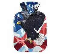 4th of July Independence Day Black Bird hot Bottle Water Bag with Soft Cover, 2L Warm Compress for Neck Shoulder Warmer, Neck Shoulder Warmer, Bolsa de agua Caliente para el Dolor