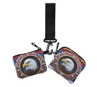 4th Of July Independence Day Black Bird Liberty Ride Women's Card Cases Change Holder Slim Detachable Card Wallet Money Organizer with Wristlet Strap for Lady 2 Pcs, 4th of July Independence Day black
