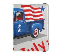 4th Of July Independence Day Blue Truck Leather passport book holder for travel Wallet Combo Passport Case Travel Documents Wallet for men Waterproof, 4th Of July Independence Day Blue truck, One Size