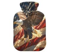 4th of July Independence Day Brown Bird hot Water Bottle with Soft Cover, 2L hot Water Bag for Hand Feet Warmer, Tummy Warmer, Bolsa de agua Caliente para el Dolor