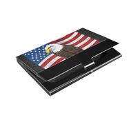 4th Of July Independence Day Brown Bird Land Of Free Slim business card holder travel with Leather and Stainless Steel case with card holder for Business Meeting Use