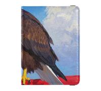4th Of July Independence Day Brown Bird Leather passport book holder for travel Vaccine Case Protector Cover Travel Passport Wallet for men Waterproof, 4th Of July Independence Day Brown bird, One