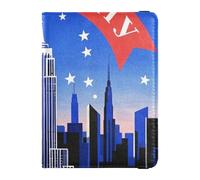 4th Of July Independence Day Empire State Building Leather passport holder for travel men for travel Vaccine Case Protector Cover Wallet Passport Holder for women Lightweight, 4th Of July Independence