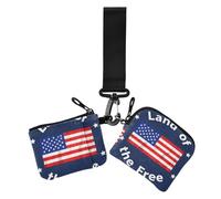 4th Of July Independence Day Land Of Free Red American Flag Women's Coin Wallet Card Holder Large Capacity Card Money Holder with Zipper Pocket for Women 2 Packs, 4th Of July Independence Day land of