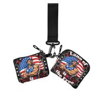 4th Of July Independence Day Land Of Free Women's Coin Wallet Card Holder Slim Detachable Money Organizers with Wristlet Strap for Women 2 Pcs, 4th Of July Independence Day land of free, One Size
