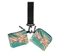 4th Of July Independence Day Music Notes Blue Sky Women's Coin Wallet Card Holder Minimalist Change Purse Key Holder with Zipper Coin Pocket for Woman 2 Packs, 4th of July Independence Day music notes