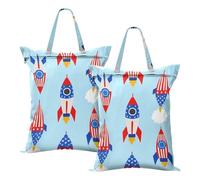 4th Of July Independence Day Red and blue ROCKETS Dirty Clothes Bag Waterproof Wet Dry Bags Traveling 2 PCS Dirty Clothes Traveling Bag With Handle