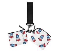 4th Of July Independence Day Red and Blue ROCKETS Women's Change Wallet Card Cases Mini Fashion Credit Card Wallet Case with Zipper Pocket for Women 2 Pcs, 4th Of July Independence Day Red and blue