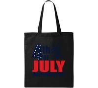 4th Of July Independence Day Statue Of Liberty Stars Graphic Natural Ecological Cotton Tote Bag Black