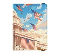 4th Of July Independence Day White House Leather Passport and Vaccine Card Wallet Combo for travel Vaccine Card Holder Cover Combo Badge ID Vaccine Card Holder Wallet for women Waterproof, 4th of July