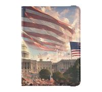 4th Of July Independence Day White House Leather Passport and Vaccine Card Wallet Combo for travel Wallet Combo Passport Holder for men Waterproof, 4th of July Independence Day White House, One Size